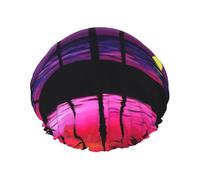 Tropical Palm Tree Print Shower Cap, Lined Shower Cap For Women Reusable, Double Layer Waterproof Bath Cap