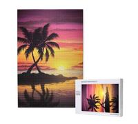 Tropical Palm Tree Printed Jigsaw Puzzle with Storage Box, Wooden Puzzle for Adults and Kids, 1000 Pieces Family Fun Decorative Game