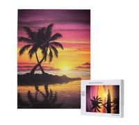 Tropical Palm Tree Printed Jigsaw Puzzle with Storage Box, Wooden Puzzle for Adults and Kids, 500 Pieces Family Fun Decorative Game