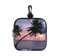 Tropical Palm Tree Square Zipper Pouch with All-Over Print,Waterproof Small Organizer Bag, Lightweight Durable for Coins,Cards, Keys for Travel Daily Use