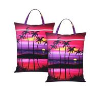 Tropical Palm Tree Travel Laundry Bag with All-Over Print,Water-Resistant Twill Fabric,Smooth Zipper, Top Carry Handle,Hanging Loop,Large 58x46cm
