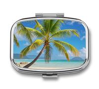Tropical Palm Tree Travel Pill Organizer A Daily Pill Box for Supplements 2 Compartment Pill Case Convenient for Carrying and Storing Medicines Box