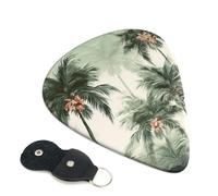 Tropical Palm Trees 6 Pack Guitar Picks With Holder, Personalized Guitar Plectrums Non-Slip Portable Ukulele Bass Picks 0.46mm For Acoustic Guitar Lovers Gifts