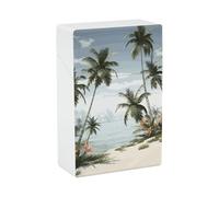 Tropical Palm Trees Cigarette Case - Portable Cigarette Box Lightweight Holder Case for Travel Waterproof Plastic Cigarettes Boxes Pocket Size Storage Box for 20 Cigarettes