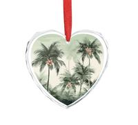 Tropical Palm Trees Clear Crystal Glass Heart Pendant Charm Romantic Crystal Love Pendant Hanging Decoration for DIY Craft Gift for Home Window Car Wedding Party Decor Love Shaped Hanging Ornament