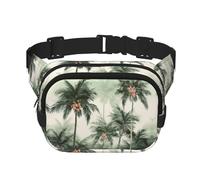 Tropical Palm Trees Fanny Pack For Women Waterproof Adjustable Belt Bags Waist Pack Fashion Casual Crossbody Bags Bum Bag For Running Workout Hiking Traveling, Black, One Size