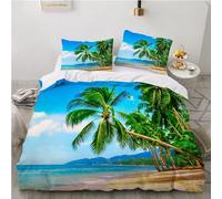 Tropical Palm Trees King Size Duvet Cover Sets Beach Landscape Bedding King Size Bed Set 3D Print Ultra Soft Microfiber Quilt Cover 230 x 220 with Zipper Closure and 2 Pillowcases C-279