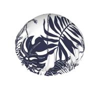 Tropical Palm Trees Leaves Silhouette Hawaiian,Shower Cap Nightcap Double Layer Waterproof Elastic Bath Cap Reusable Hair Cap