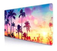 Tropical Palm Trees Mouse Pad, Summer Sunset Vintage Large Mouse Pads, Anti-Slip Rubber Base XXL Mouse Pad for Full Desk