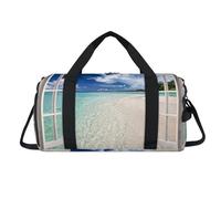 Tropical Palm Trees On an Island Beach Sport Duffel Bag with Shoes Compartment Overnight Weekender Bags Travel Gym Luggage Organizer for Women Men Kids Girls Boys