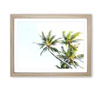 Tropical Palm Trees Painting Modern Art Framed Print | A4 Oak Framed Wall Art | Ready to Hang | Modern Floral Picture | Living Room Bedroom Lounge Office