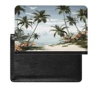 Tropical Palm Trees Passport Holder for Travel Document Holders PU Leather Credit Card Holder Minimalist Front Pocket Wallet Fashion Passport Wallet Cover Case Slim Bifold