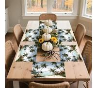 Tropical Palm Trees Placemats Non-Slip Heat Resistant Table Mats Flax Washable Cloth Place Mats Easy to Clean Premium Placemat for Kitchen Dining Table Decor Party Outdoor