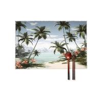 Tropical Palm Trees Placemats Set of 4 Non-Slip Heat Resistant Table Mats Canvas Washable Cloth Place Mats Easy to Clean Premium Placemat for Kitchen Dining Table Decoration