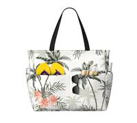 Tropical Palm Trees Print Beach Travel Bag Smart Pocket Tote Summer Vacation Hiking Camping Outdoor Activity