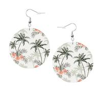 Tropical Palm Trees Print Leather Earrings for Women â€“ Lightweight Dangle, Colorful Hoop Jewelry, Perfect for Girls Accessories