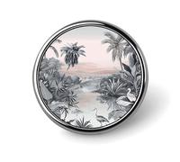 Tropical Palm Trees Round Badge Cute Brooch Hats Jackets Decor Personalized Lapel Pin Clothing Jewelry Accessories for Wedding Party Gift
