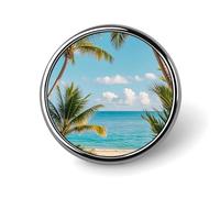 Tropical Palm Trees Round Badge Personalized Metal Lapel Pin Badges Fit Clothing Bags Hat Humorous Printed Brooch Badge Party Decorations Accessories for Men Women