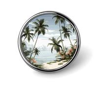 Tropical Palm Trees Round Lapel Pins Backpack Pin Cute Brooch Decoration Brooches for Women Men Fashion Button Badges for Hat Backpacks Purses Jackets Shirt Suit