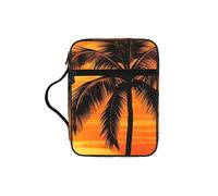 Tropical Palm Trees Scene Sunset Bible Cover with Zipper, Bible Case Organizer with Handle, Water-Resistant Oxford Fabric Bible Bag for Women Men 27x20cm