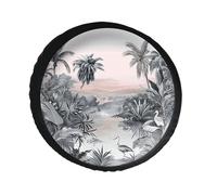 Tropical Palm Trees Spare Tire Cover PVC Leather Spare Wheel Cover Dustproof Waterproof Jeep Tire Cover for 32inch Camper, RV Trailer, Truck, SUV Fit Diameter 28-34 Inch