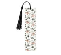 Tropical Palm Trees Tassel Bookmarks Set for Women, 5 Pc Wooden Book Study Supplies Accessories for Reading