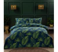 Rapport Home Bedding Duvet Cover King - So Soft Microfibre Polyester Cloth - 180 Thread Count Palma Tropical Leaves Floral Reversible Quilt Cover Set with Pillow cases Green (3 Piece)