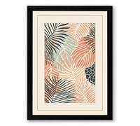 Tropical Palms in Teal Botanical Framed Wall Art Print A1 (84.1×59.4cm) Black, Wall Decor for Living Room, Bedroom, Office & Home, Ready to Hang, Art Gift