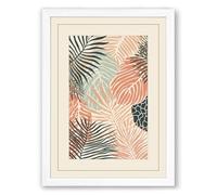 Tropical Palms in Teal Botanical Framed Wall Art Print A3 (42×29.7cm) White, Wall Decor for Living Room, Bedroom, Office & Home, Ready to Hang, Art Gift