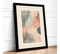 Tropical Palms in Teal Botanical Framed Wall Art Print A4 (29.7×21cm) Black, Wall Decor for Living Room, Bedroom, Office & Home, Ready to Hang, Art Gift