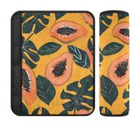 Tropical Papaya Design Orange Dark Green 2 pcs Seatbelt Shoulder Strap pad Release Stress to Your Neck and Shoulders for SUV forro para cinturon de seguridad