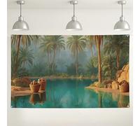 Tropical Paradise Backdrop, Lush Palm Tree Scenic Wall Decor, Ideal for Photography Events, Summer Party Decorations 71x43 Inch