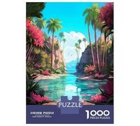 Tropical Paradise Beach 1000 Piece Jigsaw Puzzle, Continental Street Poster, Screen-Free Fun, Interlocking Paper Pieces, Travel Gift for Home Décor Fans, 52x38cm/1000pcs
