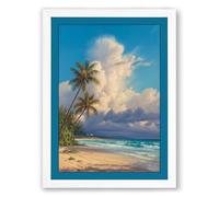 Tropical Paradise Coastal Framed Wall Art Print A3 (42×29.7cm) White, Wall Decor for Living Room, Bedroom, Office & Home, Ready to Hang, Art Gift