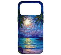 Tropical Paradise Night Beach Stained Glass Pattern Case for iPhone 17 Pro Max