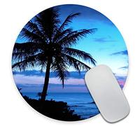 Tropical Paradise Ocean Beach Scene With Palm Trees Mouse Pad,Anti Slip Rubber Round Mousepads Desktop Notebook Mouse Mat For Working And Gaming