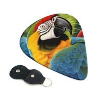 Tropical Parrot 6 Pack Guitar Picks With Holder, Personalized Guitar Plectrums Non-Slip Portable Ukulele Bass Picks 0.71mm For Acoustic Guitar Lovers Gifts