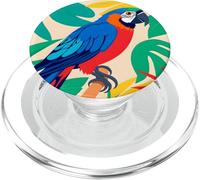 Tropical Parrot Bird Jungle Leaves Colorful Design PopSockets PopGrip for MagSafe