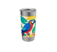 Tropical Parrot Bird Jungle Leaves Colorful Design Stainless Steel Insulated Tumbler