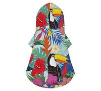 Tropical Parrot Birds Wth Jungle Flowers Dog Hoodie Luxury Dog Clothes Winter Dog Jacket Pet Clothes Hoodie French Bulldog Teddy Pug Puppy Clothes 2XL
