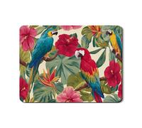 Tropical Parrot Dish Drying Mats for Kitchen Counter, Floral Absorbent Rubber Dish Rack Mat, Summer Exotic Pattern Drying Pad for Coffee Bar Protector 18x24 Inch