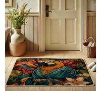 Tropical Parrot Doormat, Colorful Bird Door Mat for Year-Round Indoor & Outdoor Entrance Home Decor, Waterproof Non-Slip Dust Control Mat, Easy to Clean 29x17 Inch