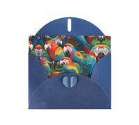 Tropical parrot flock Blue Patterns greeting card 6x4 inches with envelope, covering birthdays, weddings and other occasions