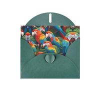 Tropical parrot flock Dark Green Patterns greeting card 6x4 inches with envelope, covering birthdays, weddings and other occasions