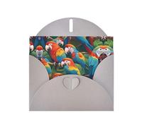 Tropical parrot flock Gray Patterns greeting card 6x4 inches with envelope, covering birthdays, weddings and other occasions