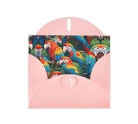 Tropical parrot flock Pink Patterns greeting card 6x4 inches with envelope, covering birthdays, weddings and other occasions