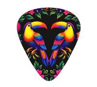 Tropical Parrot Floral Art Guitar Picks Gift Set - 12 Smooth Durable Plectrums For Acoustic, Electric & Bass Guitar, Perfect Present For Guitar Lovers & Musicians