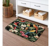 Tropical Parrot Floral Quick Dry Bath Mat, Vibrant Exotic Birds Pattern Absorbent Non Slip Shower Mat, Summer Memory Foam Washable Bath Rugs for Bathroom Toilet Restroom Decorative 20x32 Inch