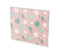 Tropical Parrot Leaf Pink Print Acrylic Cutting Board with Counter Lip Non Slip Clear Baking Cutting Board for Kitchen Counter Large Size 16”×13”