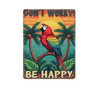 Tropical Parrot Sunset Palm Trees Metal Tin Sign Plaque | Wall Decor for Cafe, Club Bar, Office, Home Garden Metal Poster 4x16Inch or 8x8inch